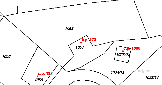 Liberec XIV-Ruprechtice 173, Liberec na parcele st. 1057 v KÚ Ruprechtice, Katastrální mapa
