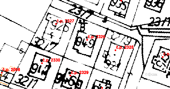 Podlusky 2326, Roudnice nad Labem na parcele st. 949 v KÚ Podlusky, Katastrální mapa
