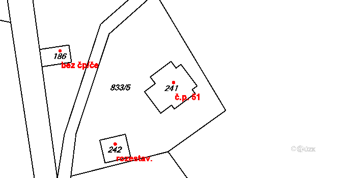 Štěpanická Lhota 51, Benecko na parcele st. 241 v KÚ Horní Štěpanice, Katastrální mapa
