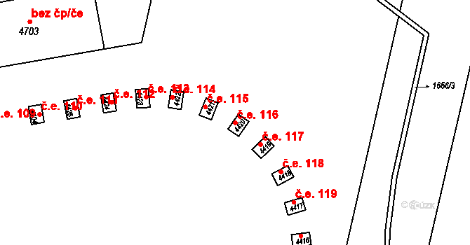 Žamberk 116 na parcele st. 4420 v KÚ Žamberk, Katastrální mapa