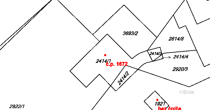 Veselí nad Moravou 1672 na parcele st. 2414/1 v KÚ Veselí-Předměstí, Katastrální mapa