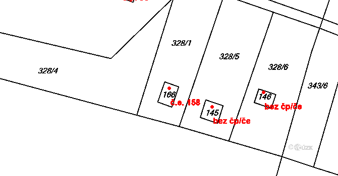 Žirecká Podstráň 158, Dvůr Králové nad Labem na parcele st. 166 v KÚ Žirecká Podstráň, Katastrální mapa