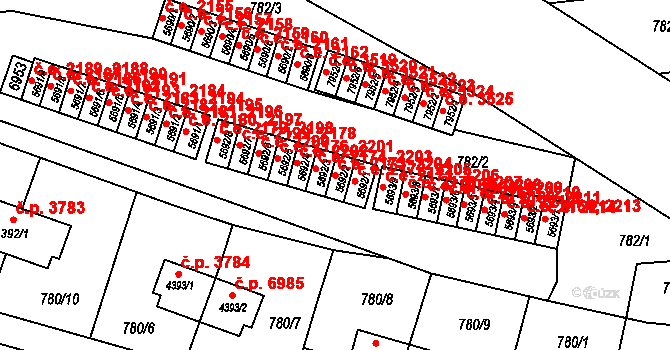 Zlín 2173,2204 na parcele st. 5692/2 v KÚ Zlín, Katastrální mapa