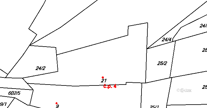 Bilina 4, Veselíčko na parcele st. 21 v KÚ Bilina, Katastrální mapa