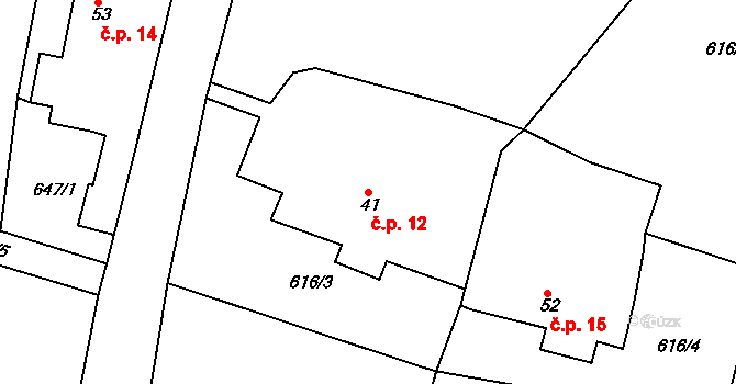 Nosetín 12, Chyšky na parcele st. 41 v KÚ Nosetín, Katastrální mapa