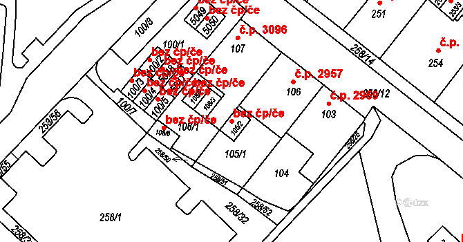 Chomutov 39072606 na parcele st. 105/2 v KÚ Chomutov II, Katastrální mapa