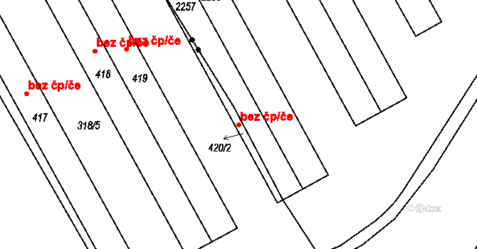 Slaný 39309606 na parcele st. 420/2 v KÚ Kvíc, Katastrální mapa