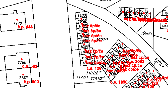 Brno 39483606 na parcele st. 1094 v KÚ Lesná, Katastrální mapa
