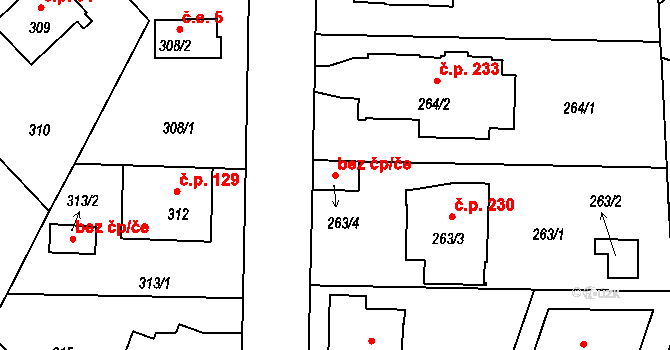 Praha 40460606 na parcele st. 263/4 v KÚ Sedlec, Katastrální mapa