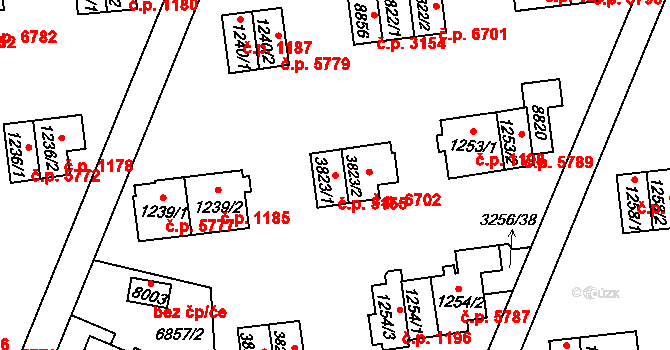 Zlín 3155 na parcele st. 3823/1 v KÚ Zlín, Katastrální mapa