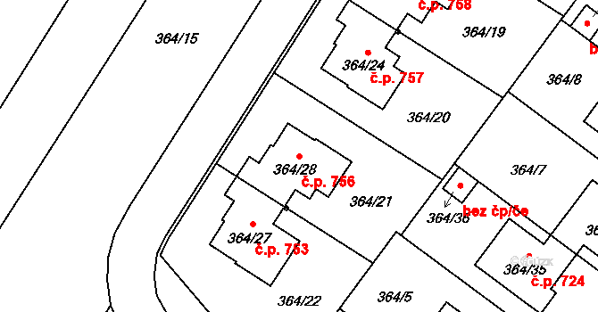 Kobeřice 756 na parcele st. 364/28 v KÚ Kobeřice ve Slezsku, Katastrální mapa