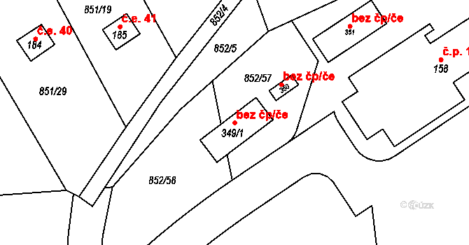 Jetětice 46194606 na parcele st. 349/1 v KÚ Jetětice, Katastrální mapa