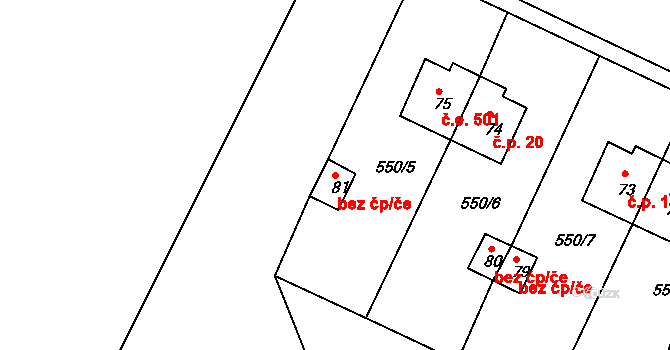 Líšťany 49799606 na parcele st. 81 v KÚ Lipno u Hunčic, Katastrální mapa