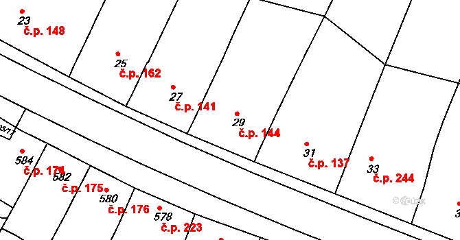 Vícemilice 144, Bučovice na parcele st. 29 v KÚ Vícemilice, Katastrální mapa