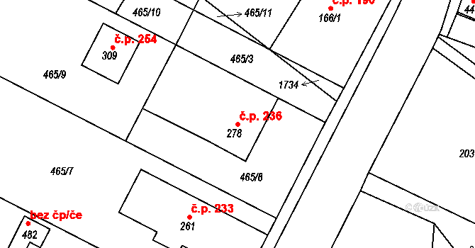 Rosice 236 na parcele st. 278 v KÚ Rosice u Chrasti, Katastrální mapa
