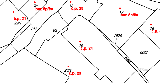 Svučice 24, Mišovice na parcele st. 19 v KÚ Svučice, Katastrální mapa