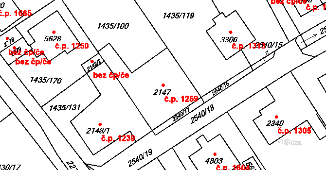 Beroun-Město 1259, Beroun na parcele st. 2147 v KÚ Beroun, Katastrální mapa