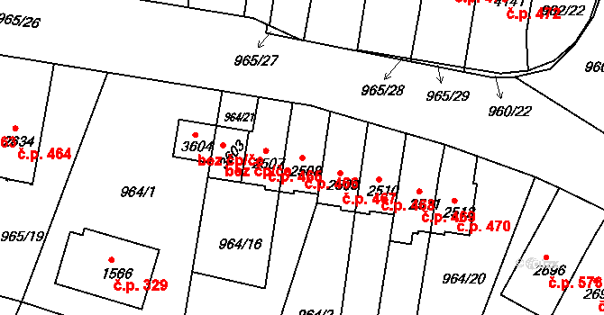 Týnské Předměstí 466, Domažlice na parcele st. 2508 v KÚ Domažlice, Katastrální mapa