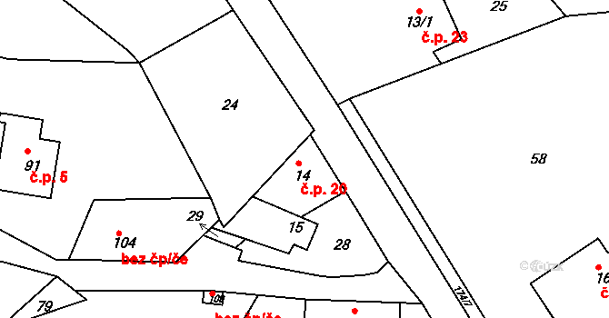 Míčov 20, Míčov-Sušice na parcele st. 14 v KÚ Míčov, Katastrální mapa