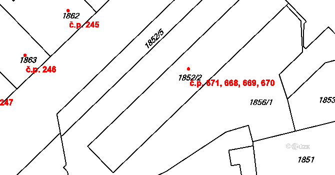 Pražské Předměstí 668,669,670,671, Jaroměř na parcele st. 1852/2 v KÚ Jaroměř, Katastrální mapa