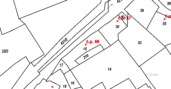 Doubravice 56, Moravičany na parcele st. 15 v KÚ Doubravice nad Moravou, Katastrální mapa