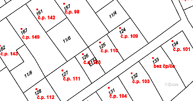 Hříškov 110 na parcele st. 125 v KÚ Hříškov, Katastrální mapa