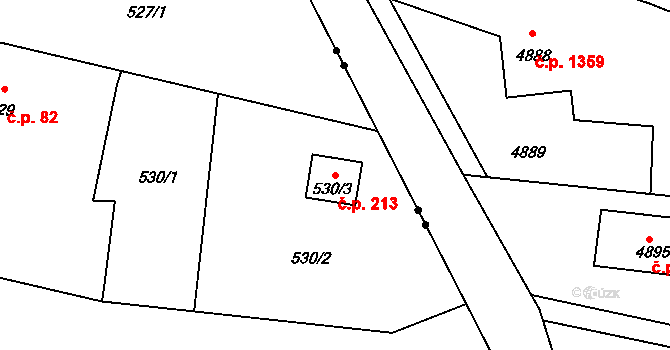 Dolní Datyně 213, Havířov na parcele st. 530/3 v KÚ Dolní Datyně, Katastrální mapa
