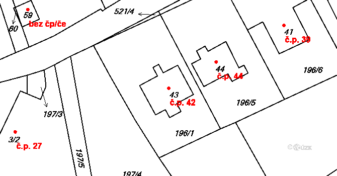 Lipnička 42, Světlá nad Sázavou na parcele st. 43 v KÚ Lipnička, Katastrální mapa