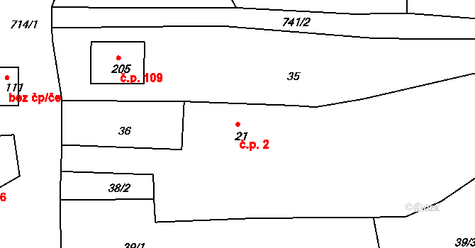 Lipovka 2, Rychnov nad Kněžnou na parcele st. 21 v KÚ Lipovka u Rychnova nad Kněžnou, Katastrální mapa