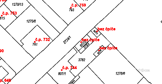 Hlinsko 102572607 na parcele st. 807/2 v KÚ Hlinsko v Čechách, Katastrální mapa