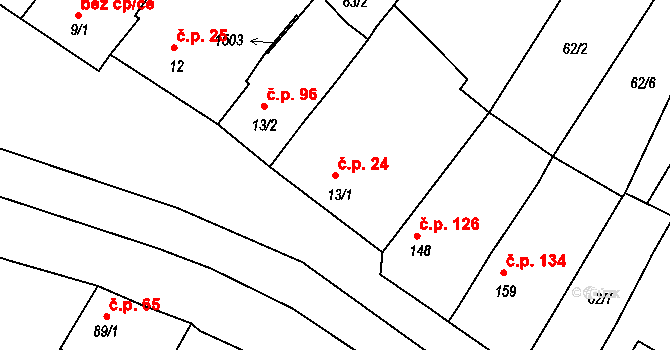 Žopy 24, Holešov na parcele st. 13/1 v KÚ Žopy, Katastrální mapa