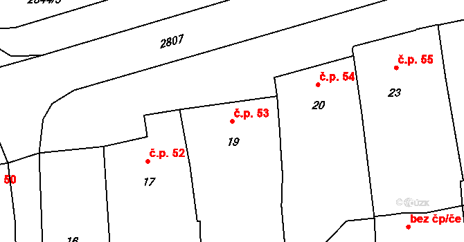 Hranice IV-Drahotuše 53, Hranice na parcele st. 19 v KÚ Drahotuše, Katastrální mapa