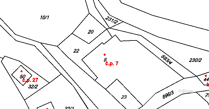 Lípa 7, Merklín na parcele st. 8 v KÚ Lípa, Katastrální mapa