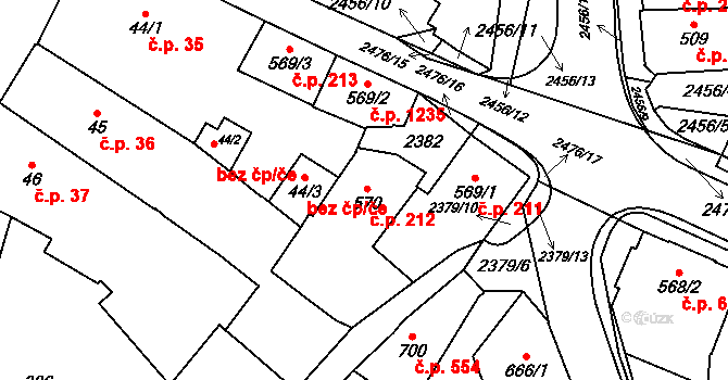 Polná 212 na parcele st. 570 v KÚ Polná, Katastrální mapa