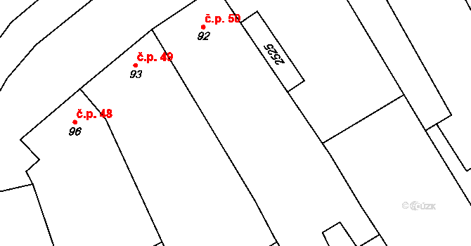 Chvalkovice na Hané 50, Ivanovice na Hané na parcele st. 92 v KÚ Chvalkovice na Hané, Katastrální mapa