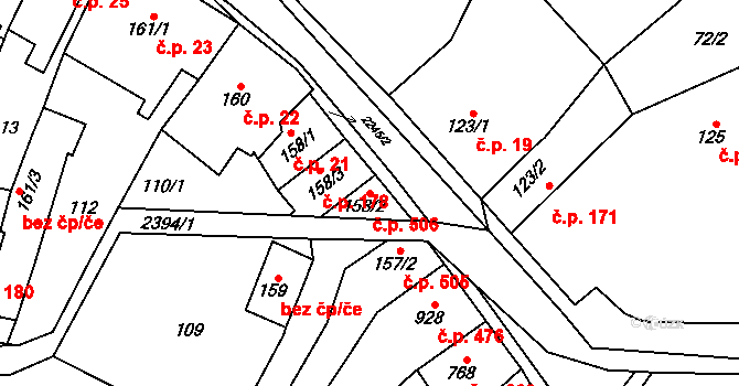 Lomnice nad Popelkou 506 na parcele st. 158/2 v KÚ Lomnice nad Popelkou, Katastrální mapa
