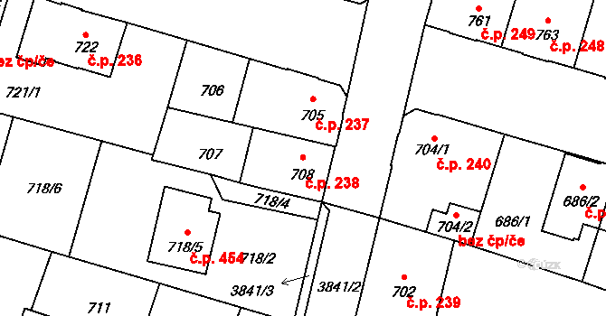 Soběslav II 238, Soběslav na parcele st. 708 v KÚ Soběslav, Katastrální mapa