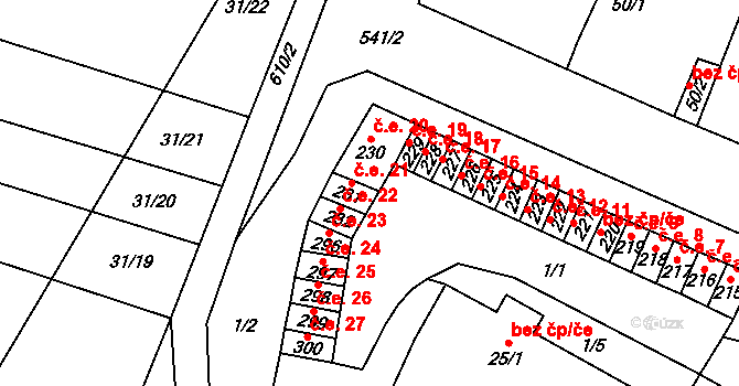 Dobříň 21 na parcele st. 231 v KÚ Dobříň, Katastrální mapa