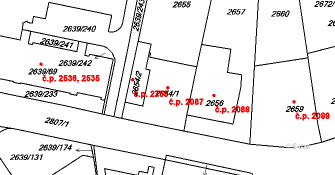 Žižkov 2087, Praha na parcele st. 2654/1 v KÚ Žižkov, Katastrální mapa