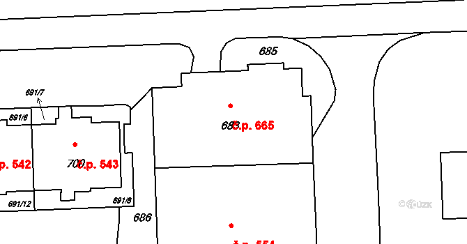 Háje 665, Praha na parcele st. 683 v KÚ Háje, Katastrální mapa