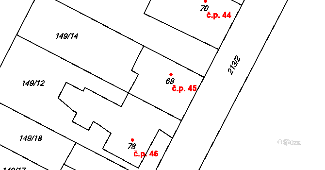 Milostovice 45, Opava na parcele st. 68 v KÚ Milostovice, Katastrální mapa