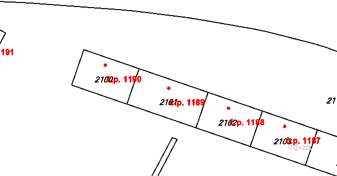 Město 1189, Havířov na parcele st. 2101 v KÚ Havířov-město, Katastrální mapa