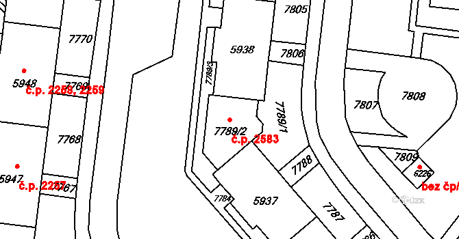 Líšeň 2583, Brno na parcele st. 7789/2 v KÚ Líšeň, Katastrální mapa