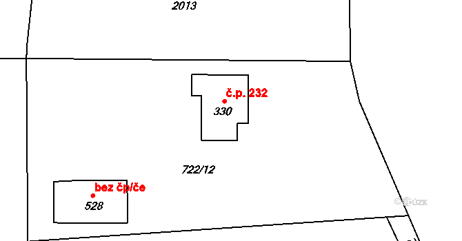 Smilovice 232 na parcele st. 330 v KÚ Smilovice u Třince, Katastrální mapa