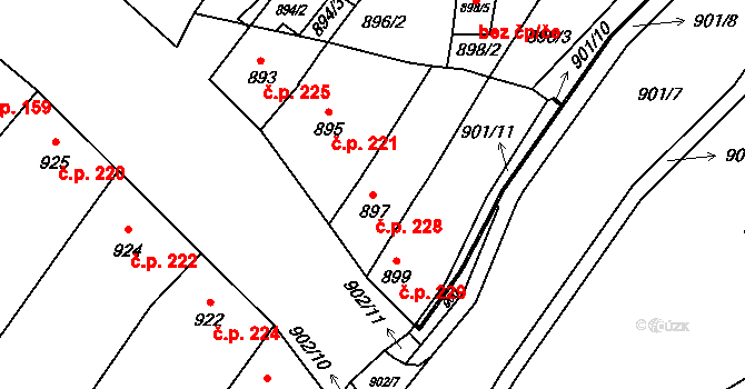 Lednice 228 na parcele st. 897 v KÚ Lednice na Moravě, Katastrální mapa