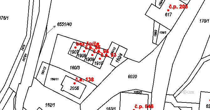 Starý Jiříkov 93, Jiříkov na parcele st. 1910 v KÚ Jiříkov, Katastrální mapa