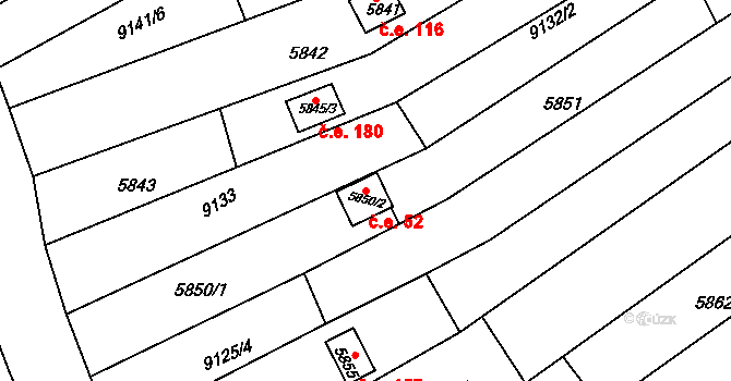 Strážnice 52 na parcele st. 5850/2 v KÚ Strážnice na Moravě, Katastrální mapa