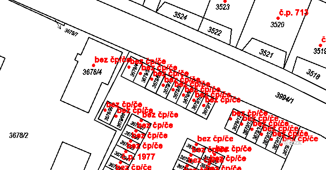 Fryštát 86, Karviná na parcele st. 3679/7 v KÚ Karviná-město, Katastrální mapa