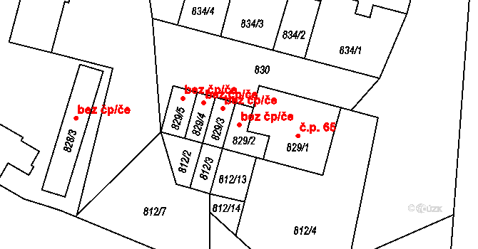 Líně 39636607 na parcele st. 829/2 v KÚ Líně, Katastrální mapa