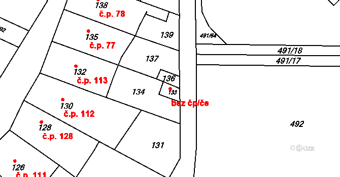Kanice 39827607 na parcele st. 133 v KÚ Kanice, Katastrální mapa